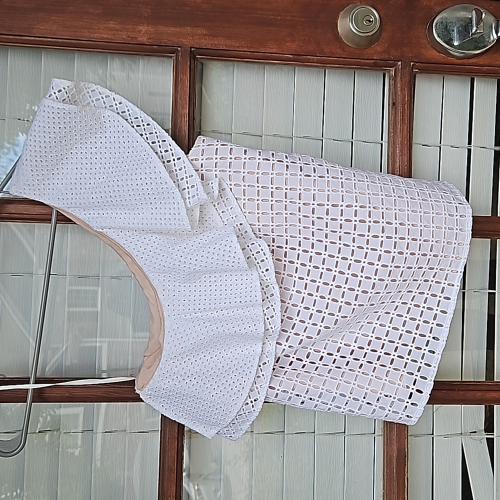J. Crew White Eyelet One Shoulder Lined Top - Picture 5 of 8